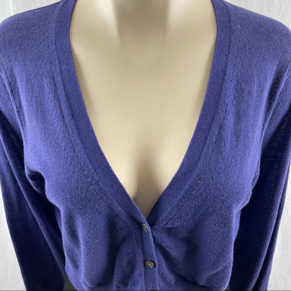 Tommy Bahama Purple Linen/Cotton Blend Cropped Button Up Cardigan M - Picture 5 of 10